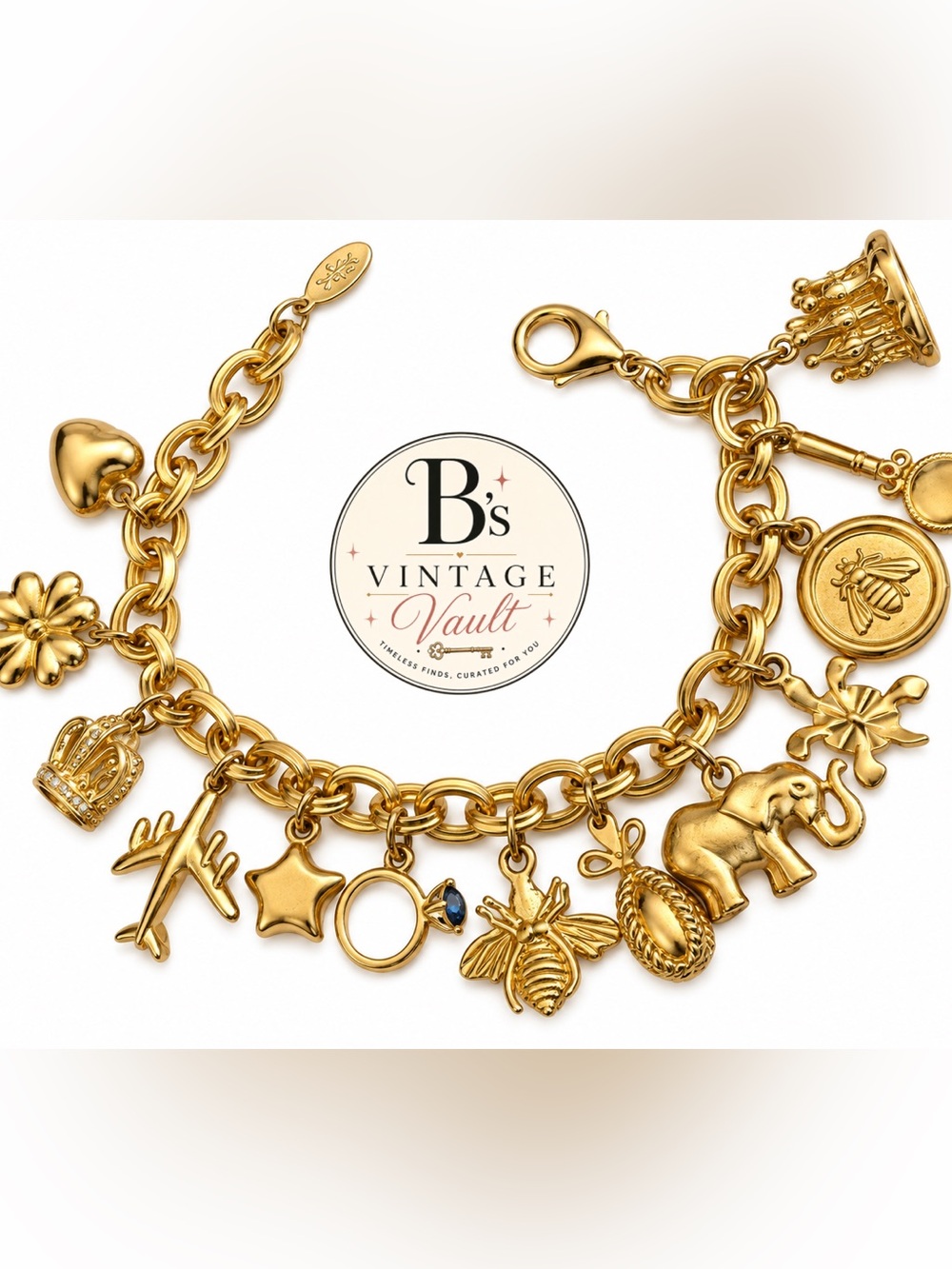 Vintage Joan Rivers Gold-Tone Charm Bracelet